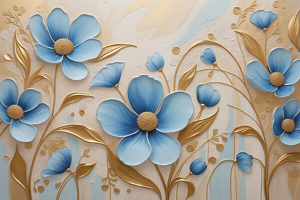 Elegant blue flowers with creamy accents Elegant blue flowers with creamy accents