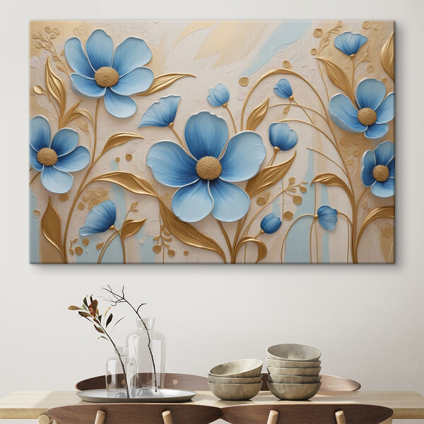 Quadri Eleganti fiori blu con tocchi color crema (COD: s37775) Quadri Quadri Eleganti fiori blu con tocchi color crema (COD: s37775)