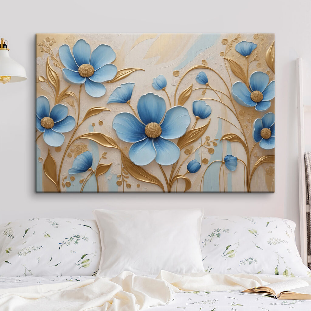 Elegant blue flowers with creamy accents Elegant blue flowers with creamy accents