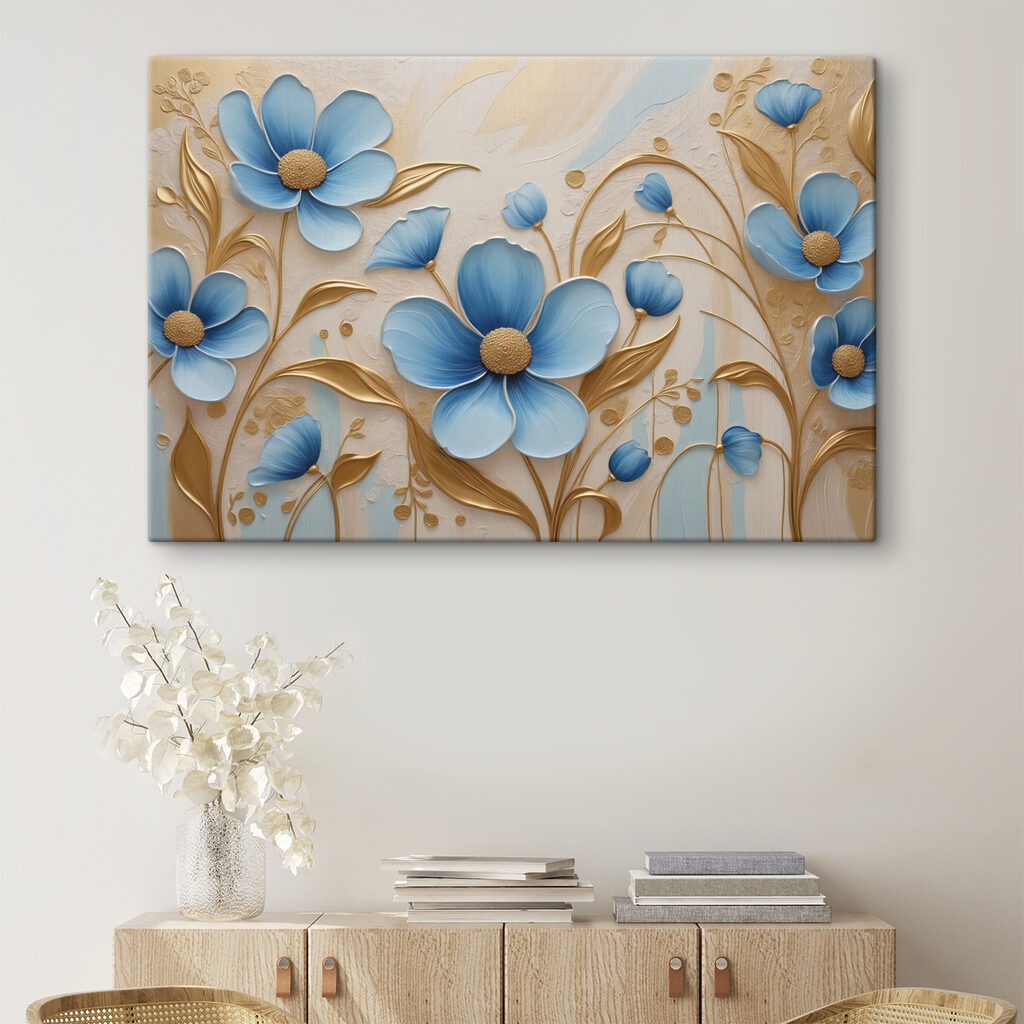 Elegant blue flowers with creamy accents Elegant blue flowers with creamy accents