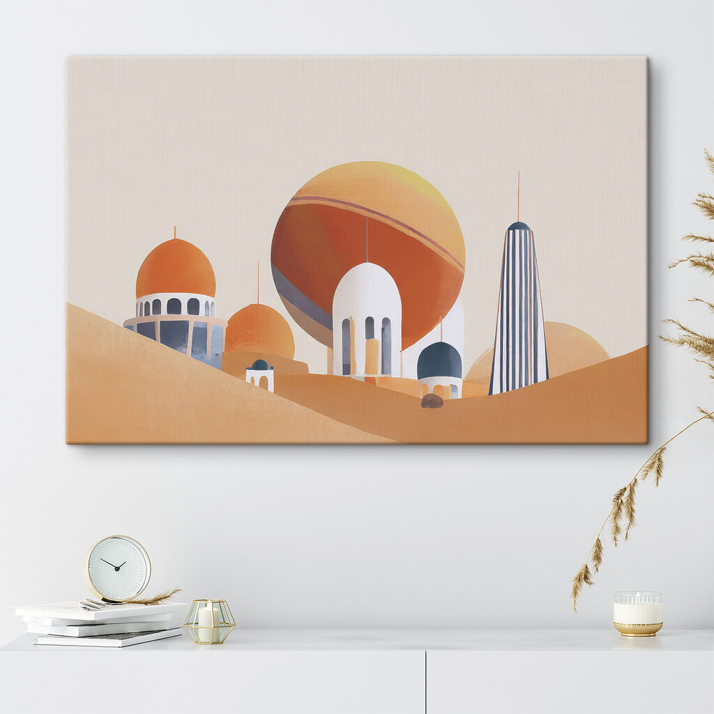A painting of a city