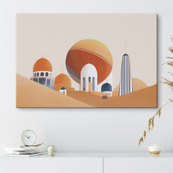 A painting of a city