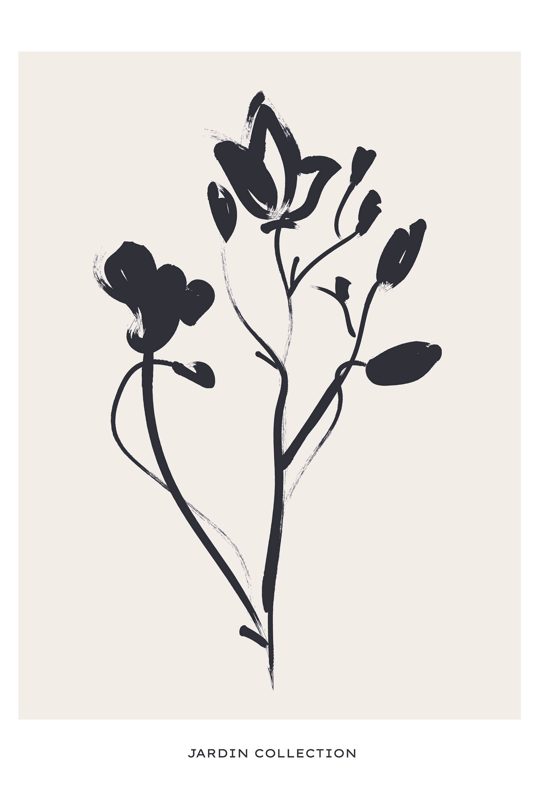 A black and white drawing of flowers