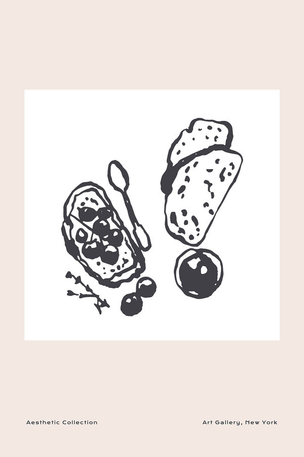 A drawing of food and a spoon A drawing of food and a spoon