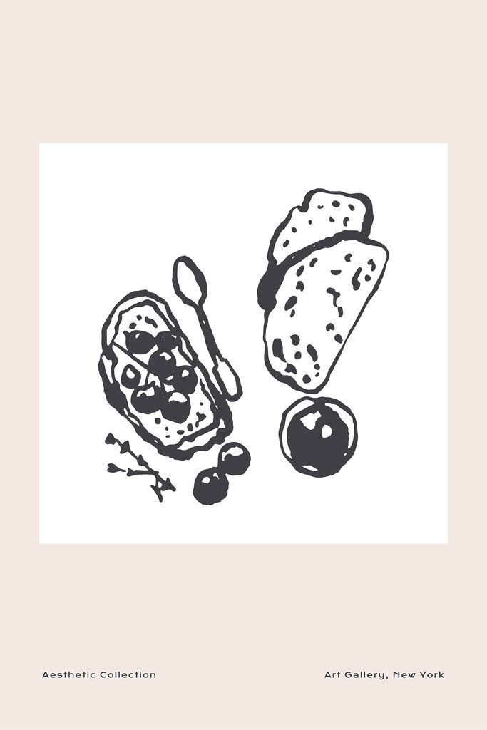 A drawing of food and a spoon A drawing of food and a spoon