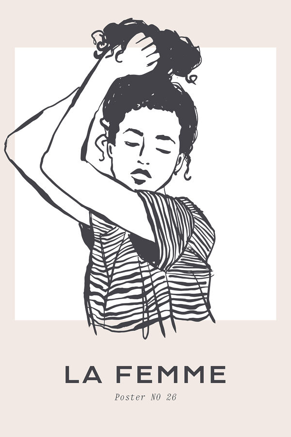 A drawing of a woman with her arm up A drawing of a woman with her arm up