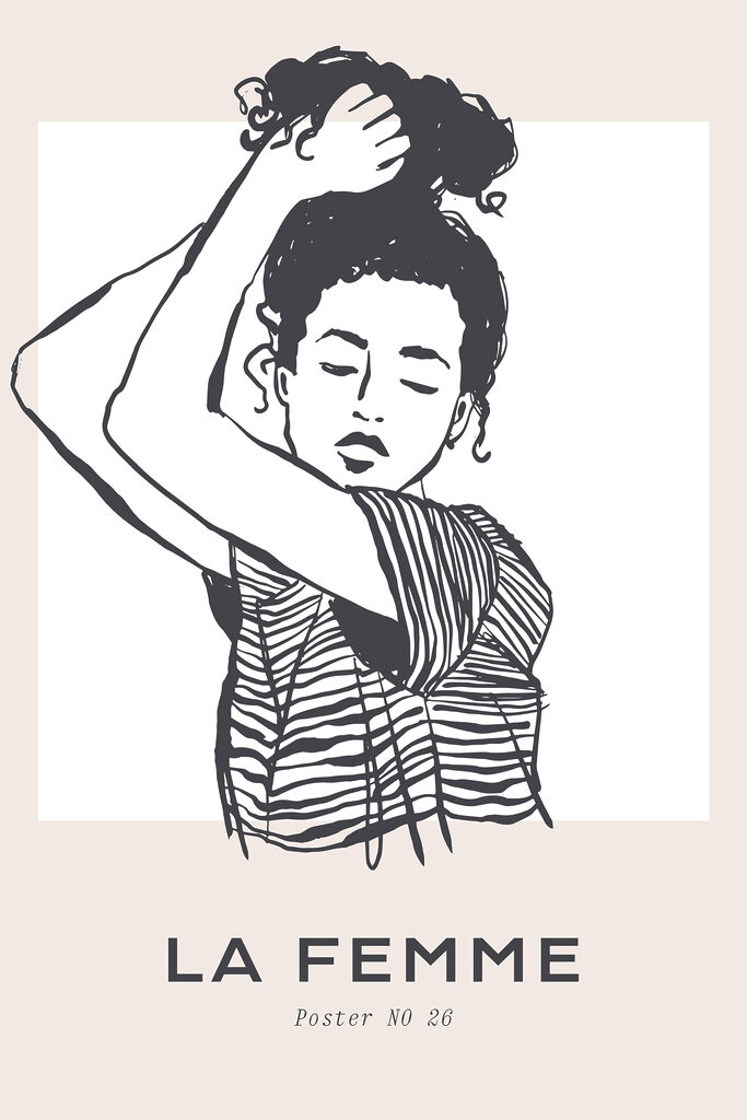 A drawing of a woman with her arm up A drawing of a woman with her arm up