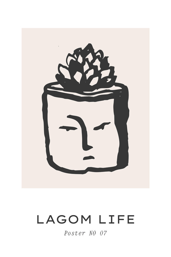 A black and white drawing of a face with a plant A black and white drawing of a face with a plant