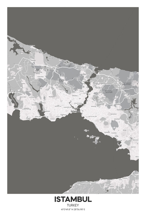 A map of land with roads and buildings