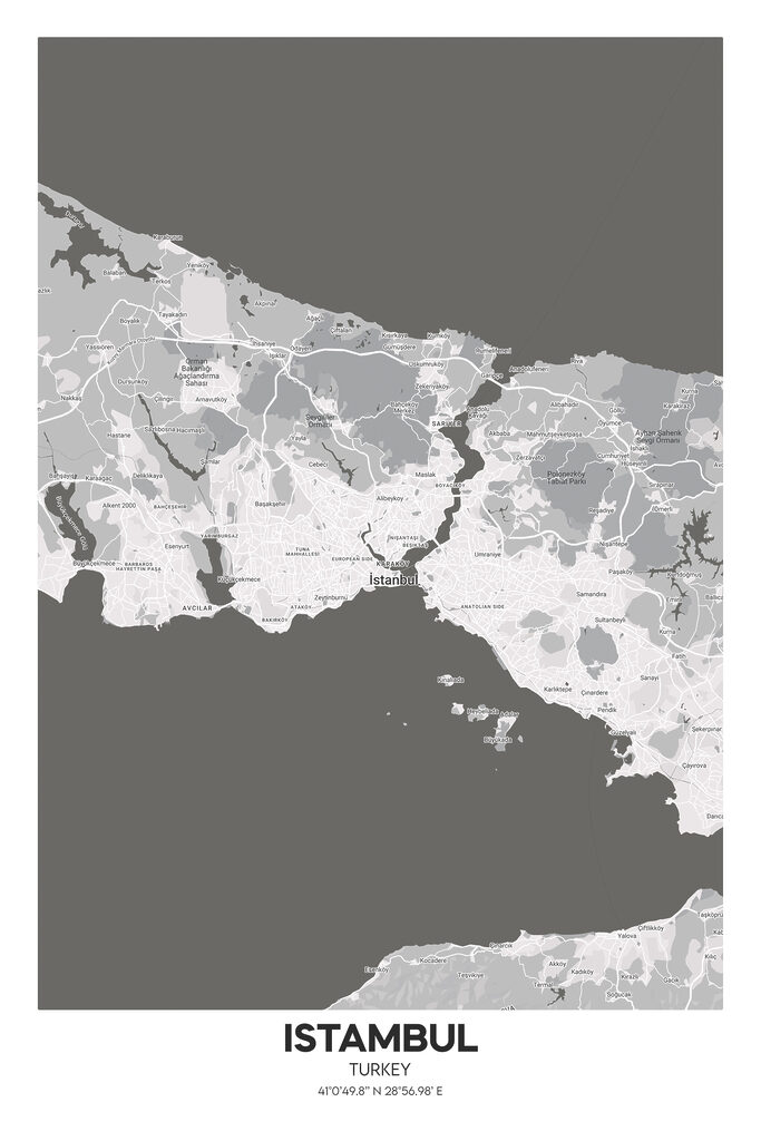 A map of land with roads and buildings