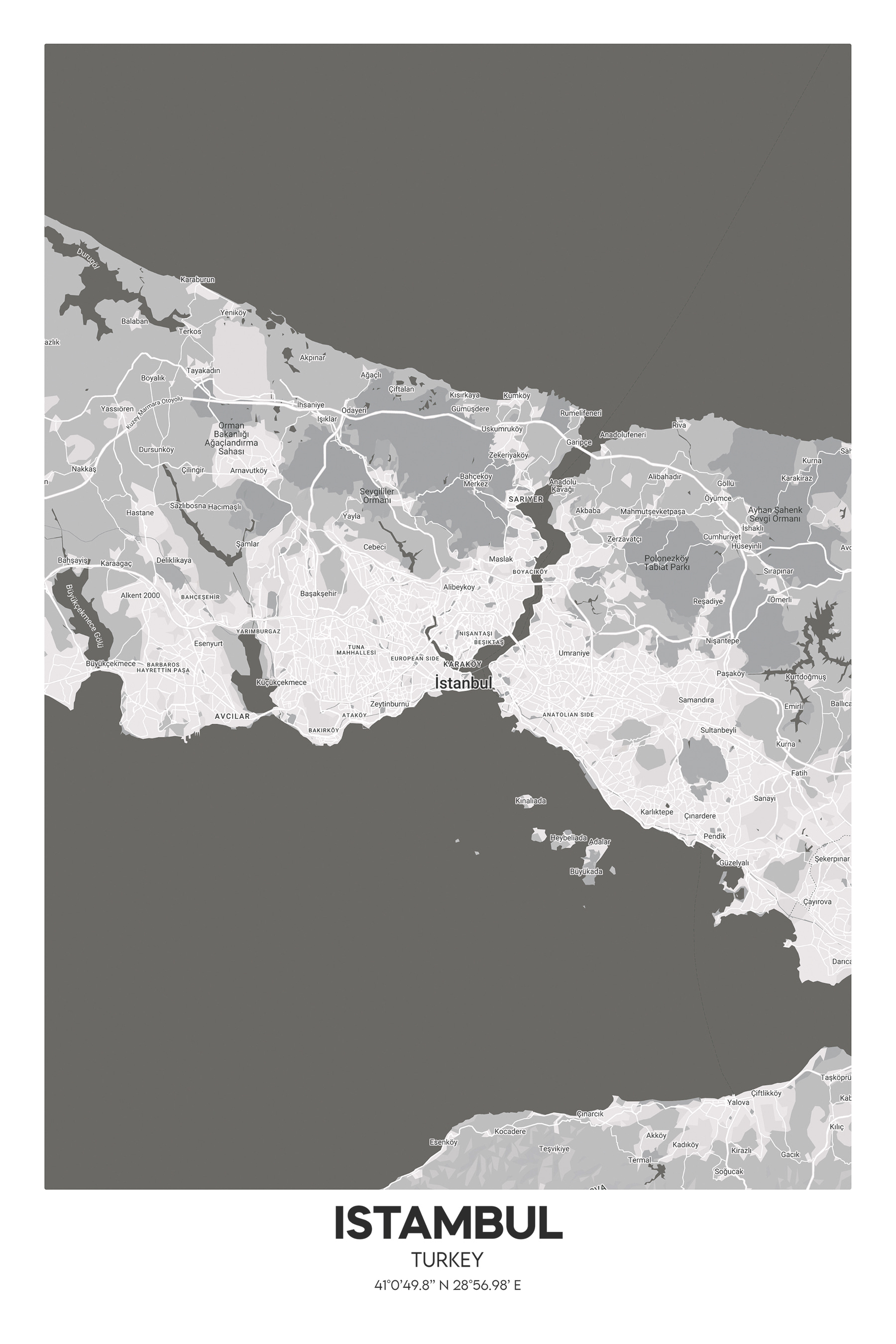 A map of land with roads and buildings