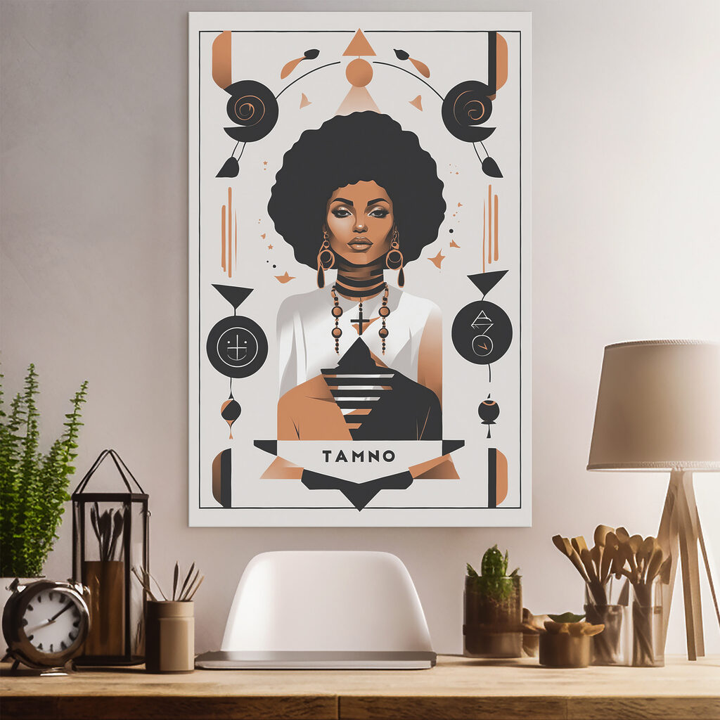 A woman with big afro wearing a white shirt and earrings A woman with big afro wearing a white shirt and earrings