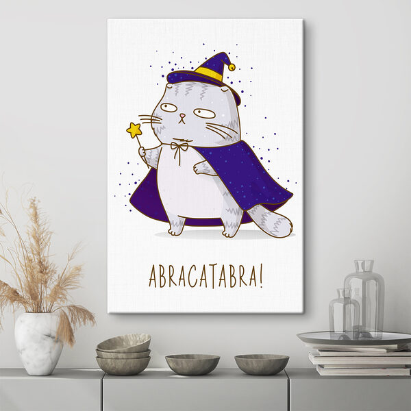 Quadri Una vignetta che raffigura un gatto vestito da mago (COD: s37827) Quadri Quadri Una vignetta che raffigura un gatto vestito da mago (COD: s37827)