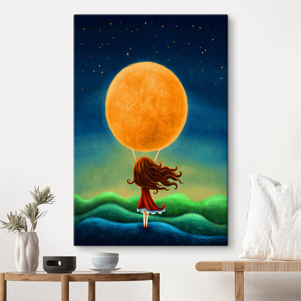 Quadri Quadri Una ragazza con in mano una grande luna gialla (COD: s37835)