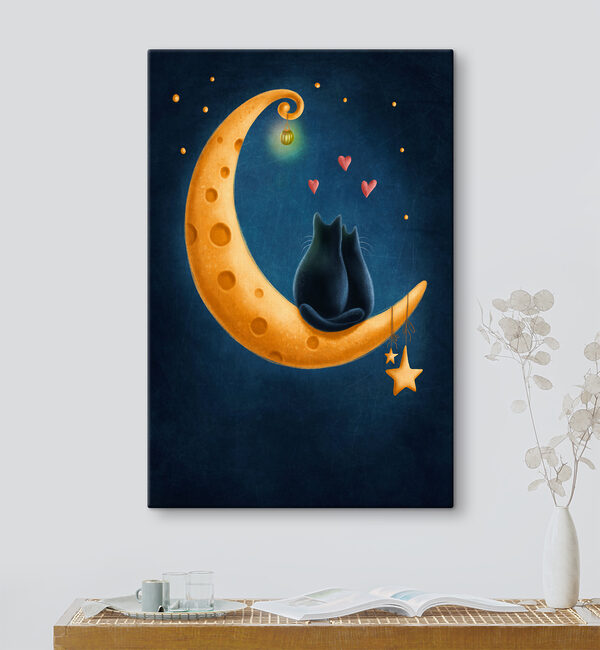 Quadri Quadri Un gatto seduto sulla luna (COD: s37836)
