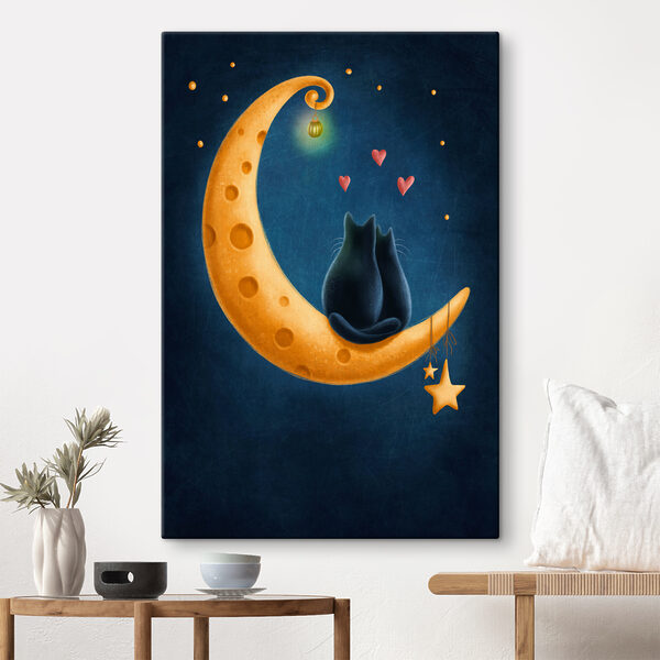 A cat sitting on the moon