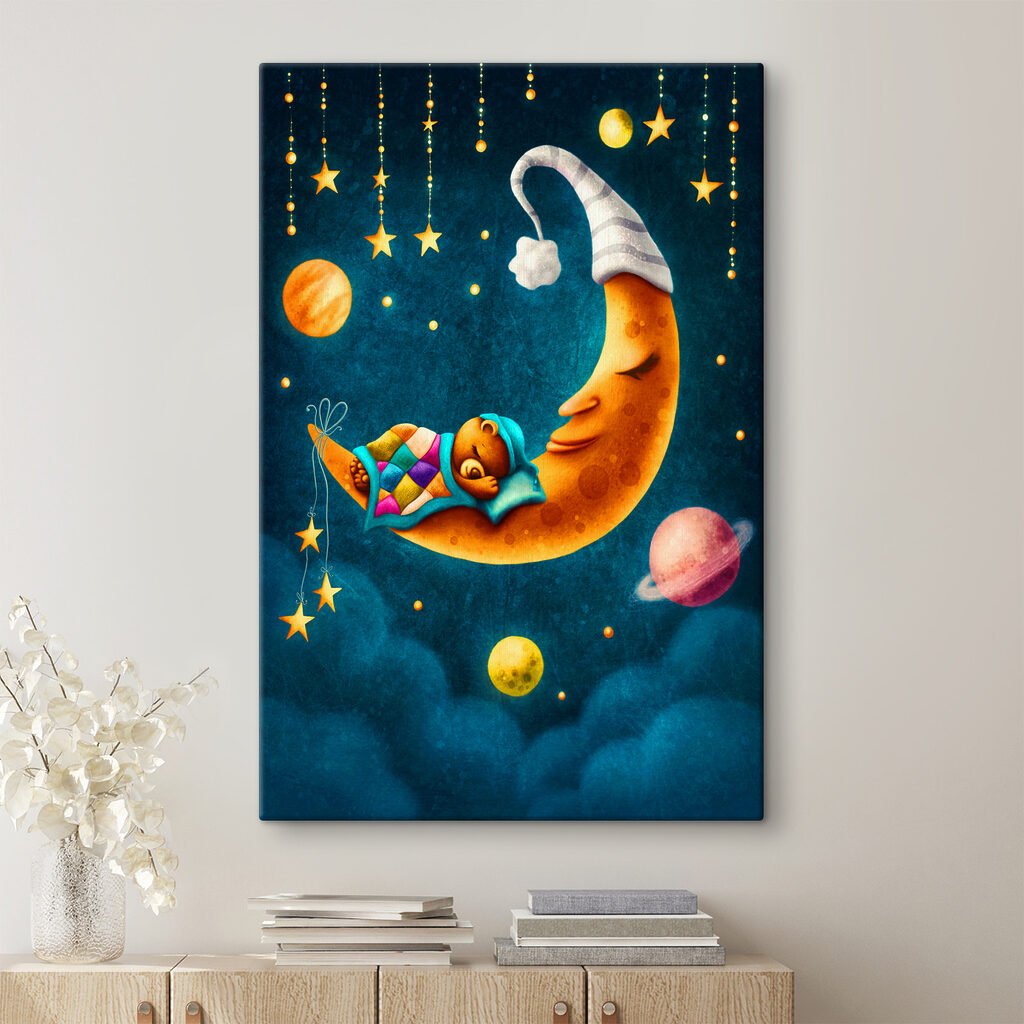 A cartoon of a bear sleeping on the moon A cartoon of a bear sleeping on the moon