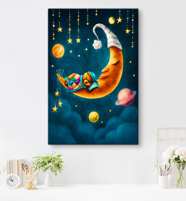 A cartoon of a bear sleeping on the moon A cartoon of a bear sleeping on the moon