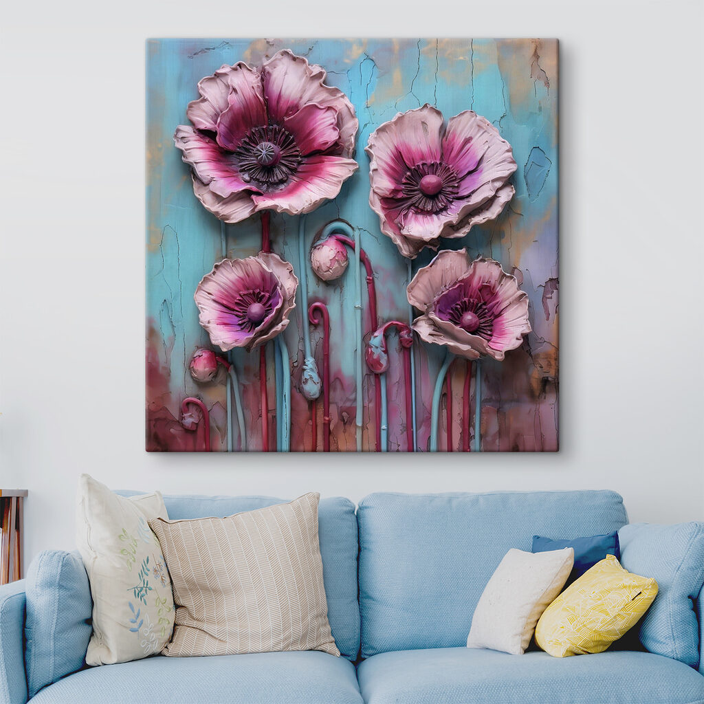 A group of pink and purple flowers