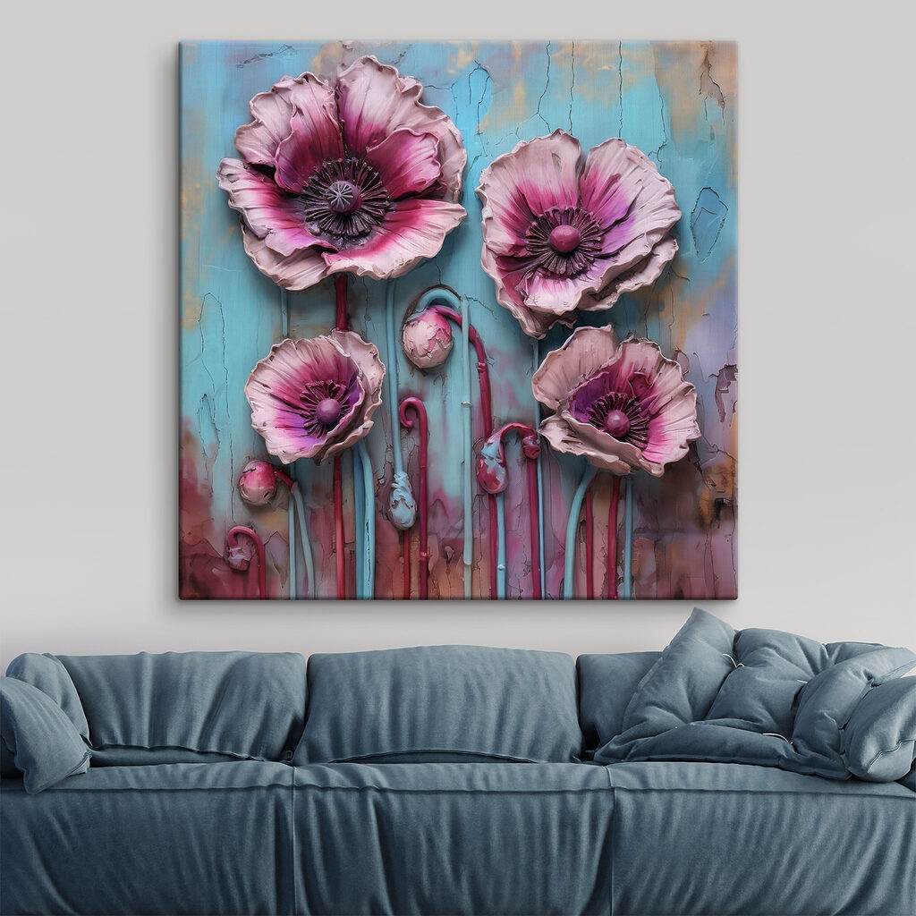 A group of pink and purple flowers