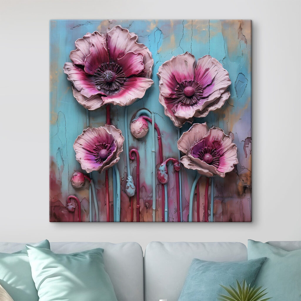 A group of pink and purple flowers