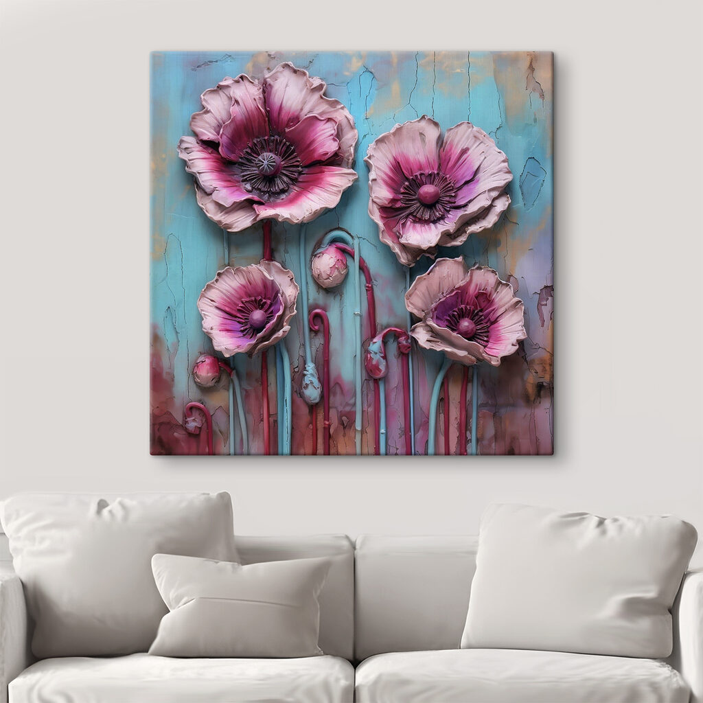 A group of pink and purple flowers
