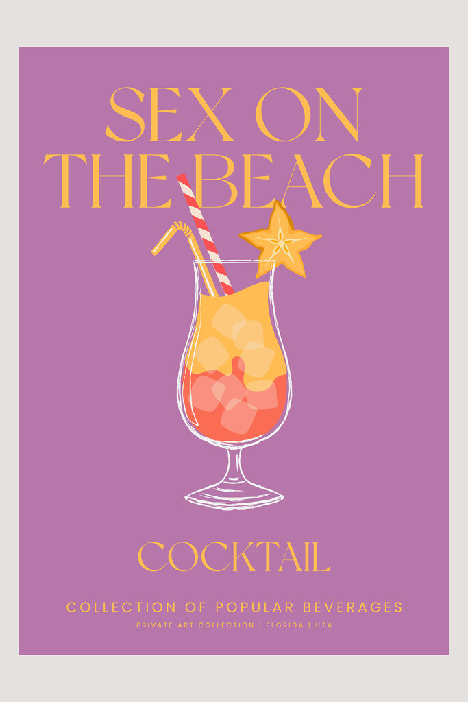 A poster with a drink in a glass