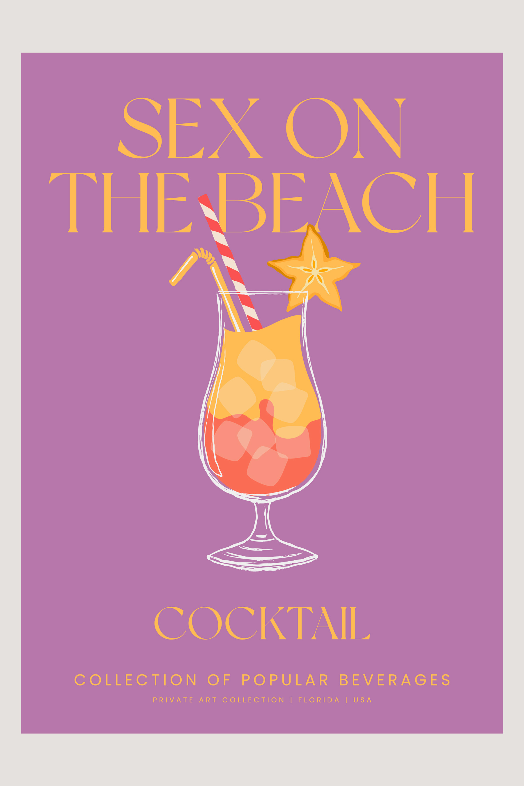A poster with a drink in a glass