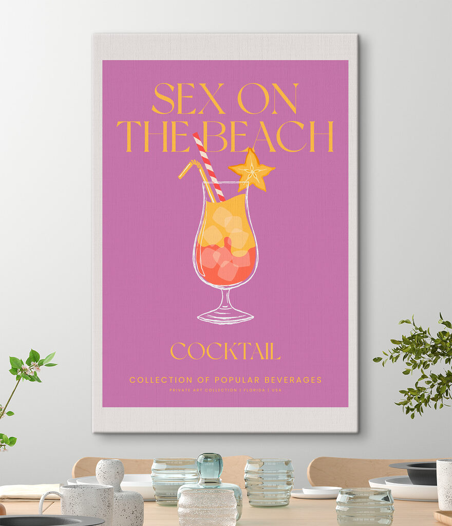 A poster with a drink in a glass