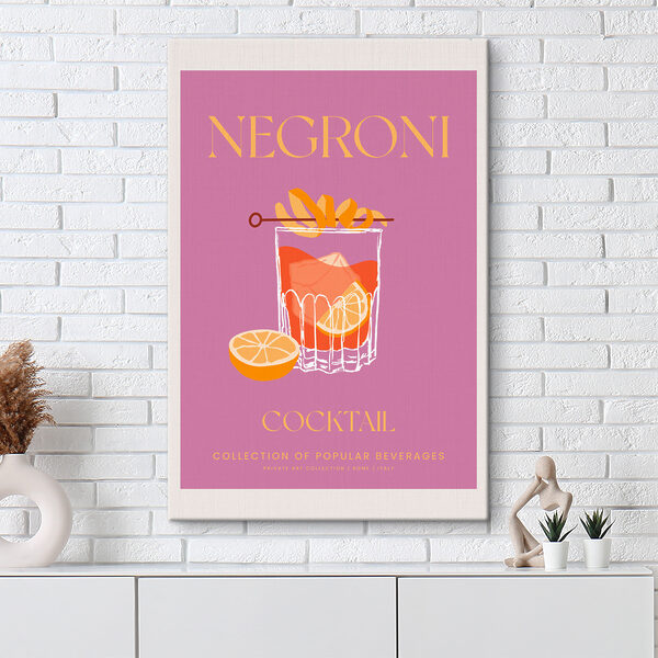 Quadri Un poster raffigurante una bevanda con fette d'arancia e un bastoncino