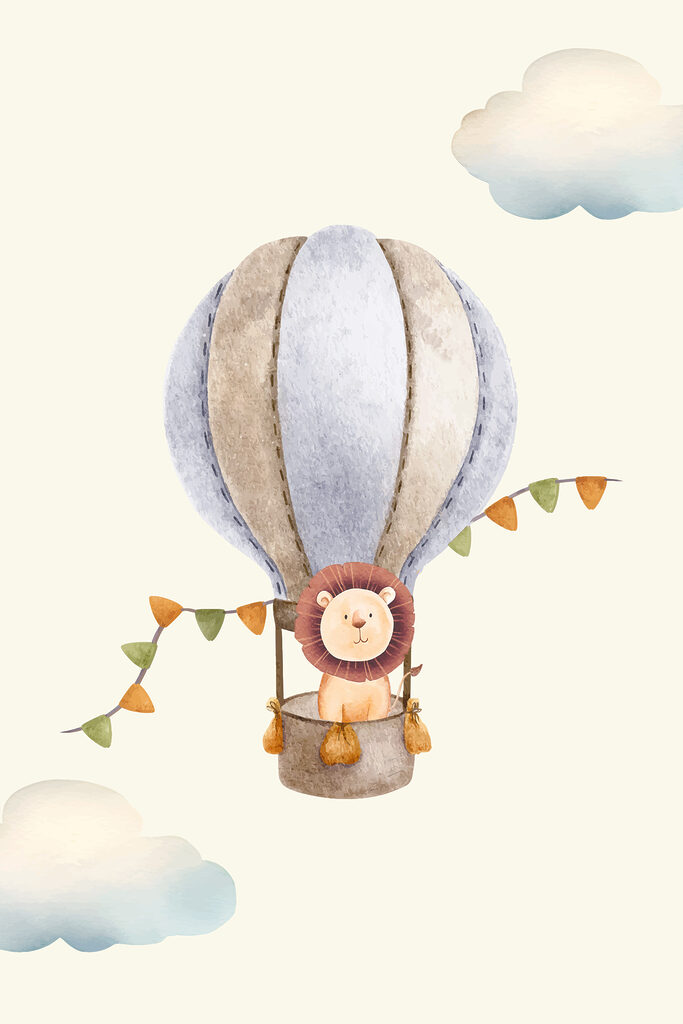 A lion in a hot air balloon A lion in a hot air balloon