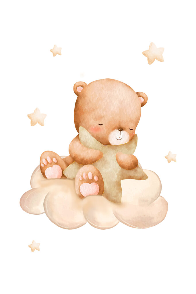 A teddy bear sitting on a cloud A teddy bear sitting on a cloud