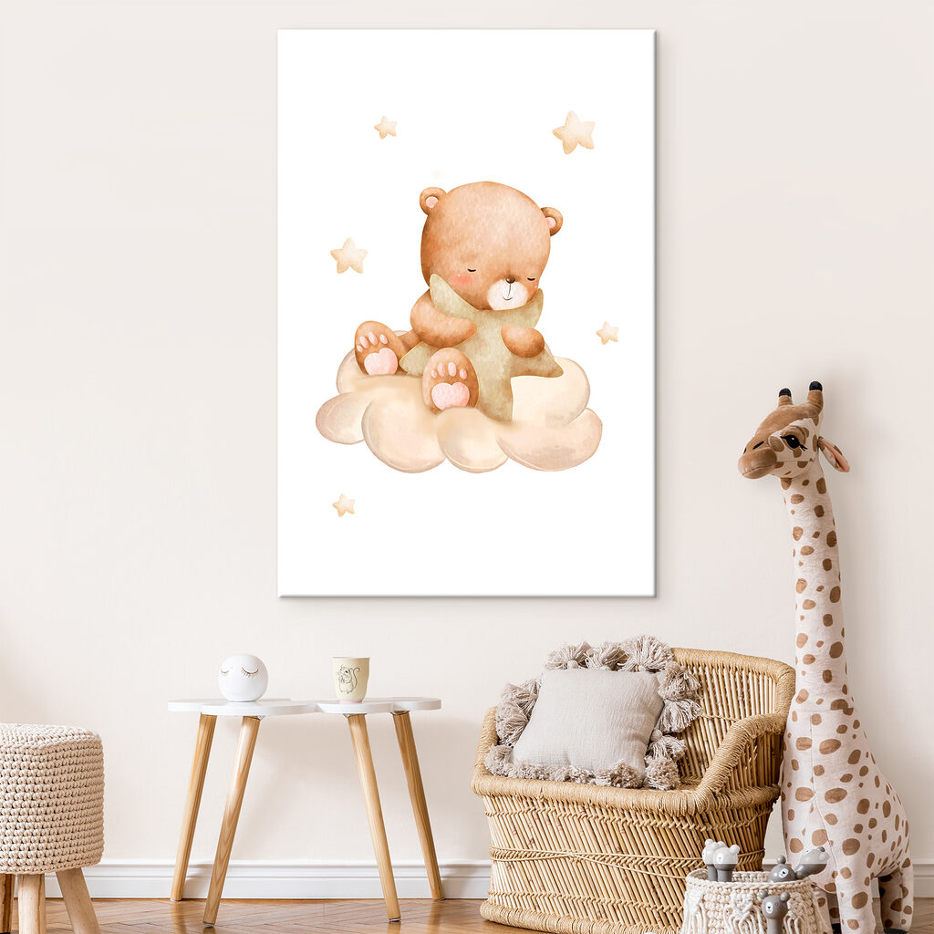 A teddy bear sitting on a cloud A teddy bear sitting on a cloud