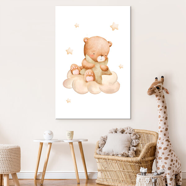 A teddy bear sitting on a cloud A teddy bear sitting on a cloud