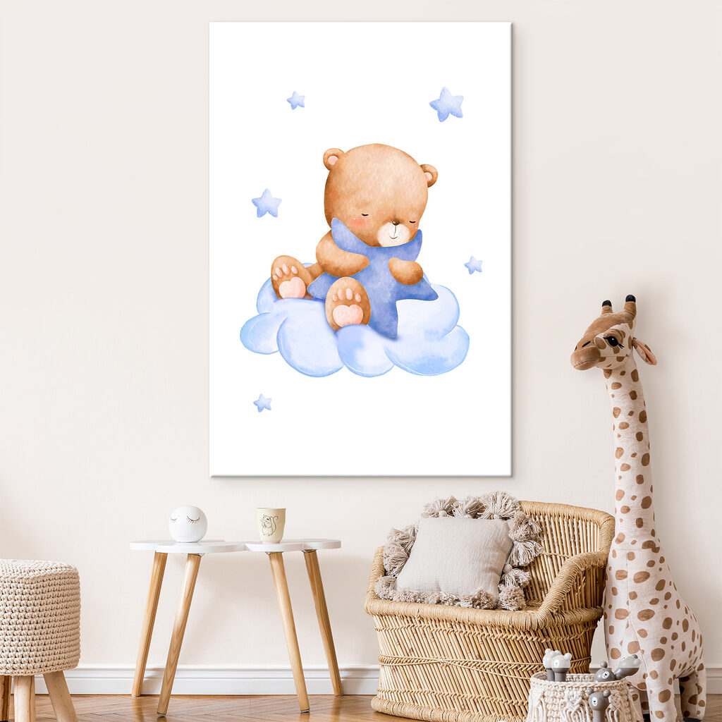 A teddy bear on a cloud