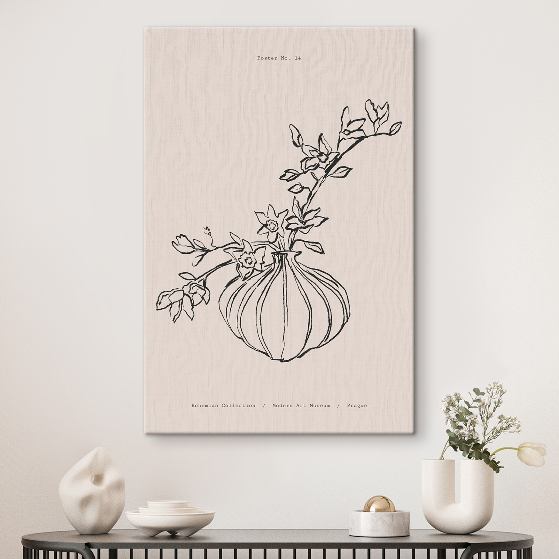 A drawing of a flower vase