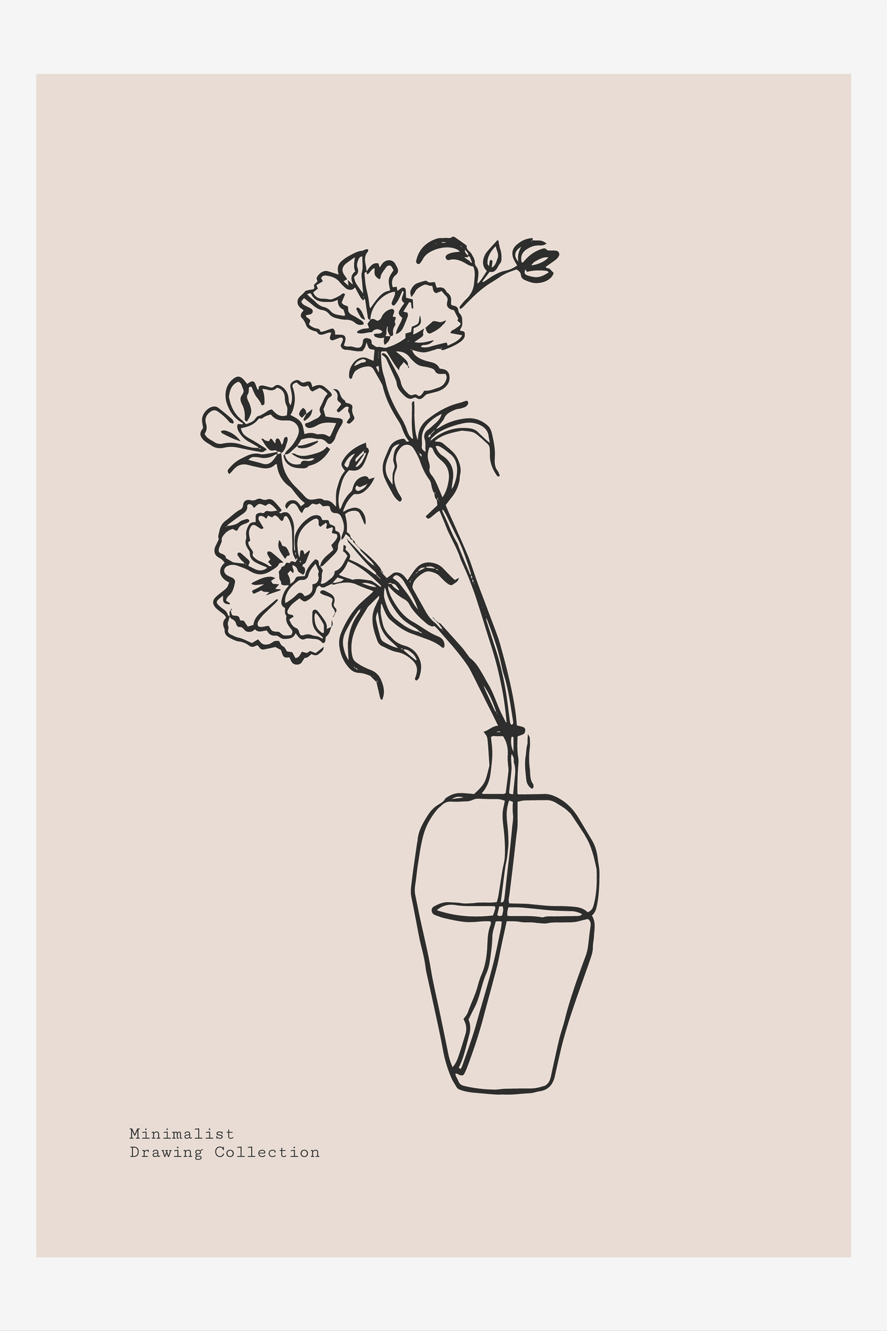 A drawing of flowers in a vase