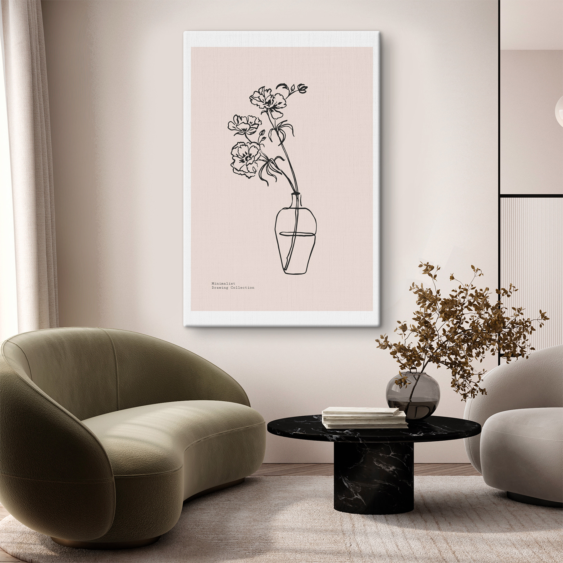 A drawing of flowers in a vase