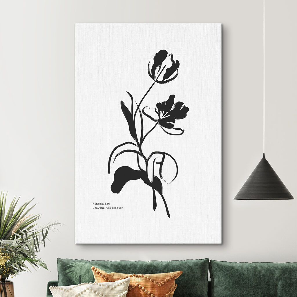 A black and white drawing of a flower