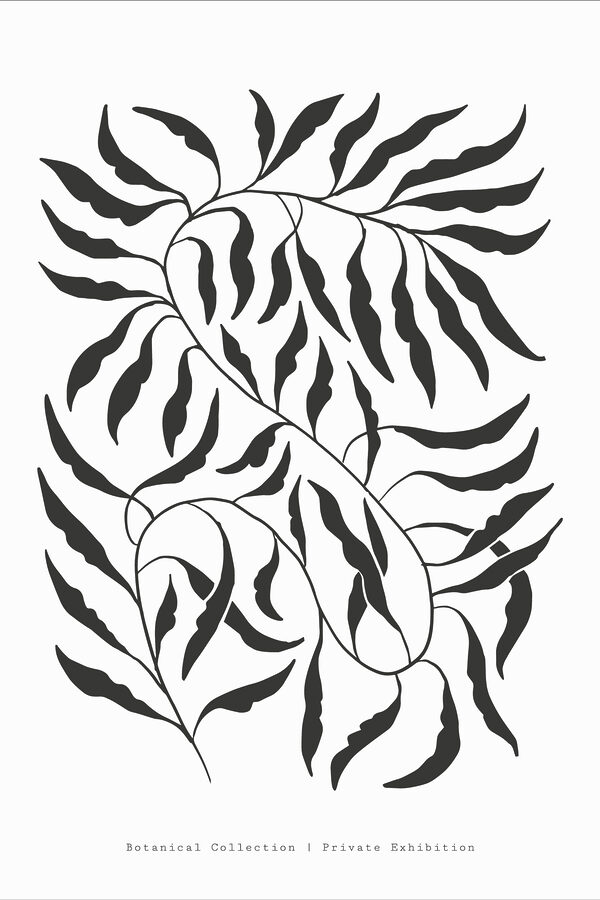 A black and white drawing of leaves