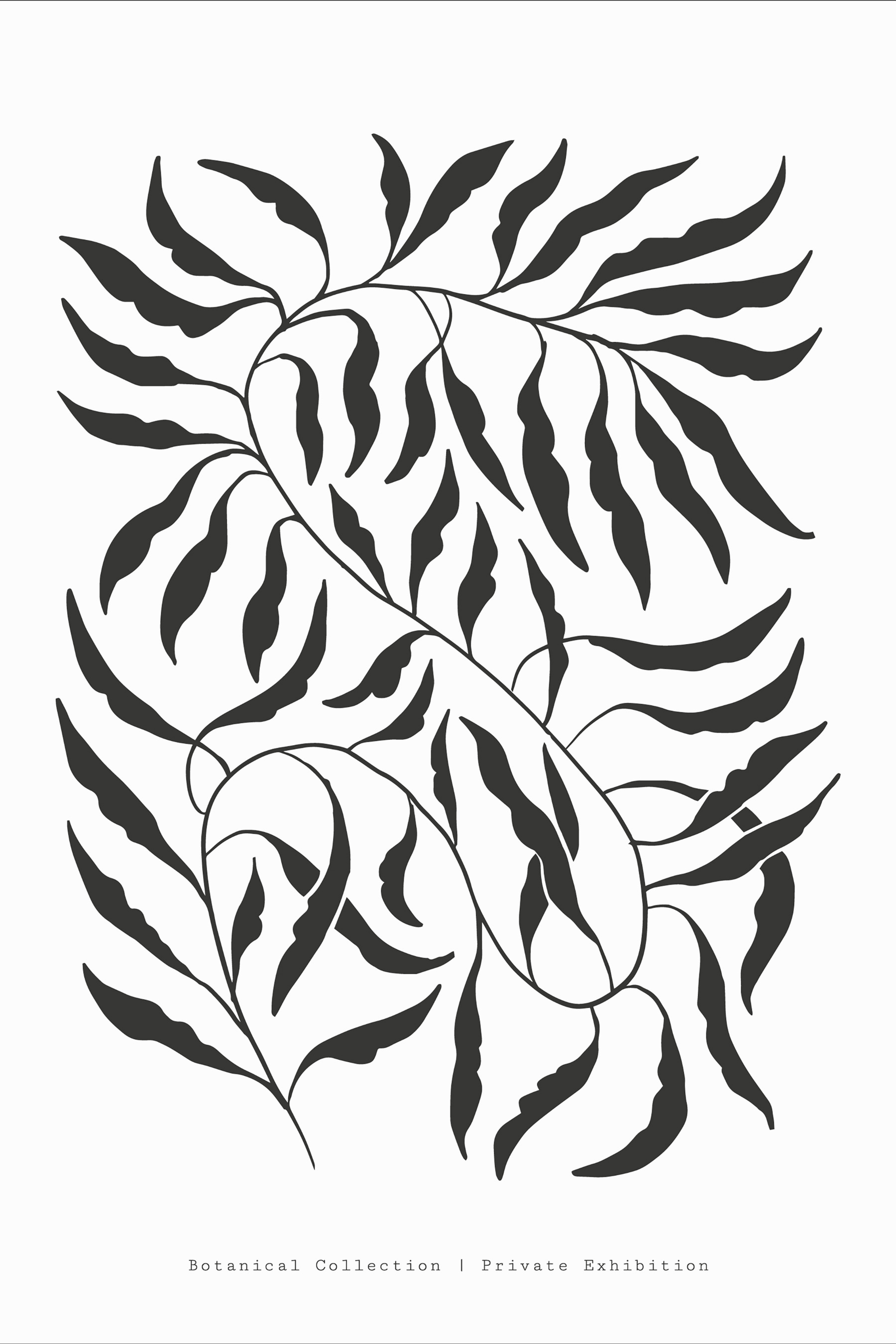 A black and white drawing of leaves
