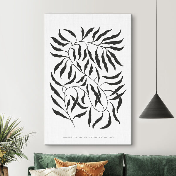Quadri Quadri Un disegno in bianco e nero di foglie (COD: s37930)
