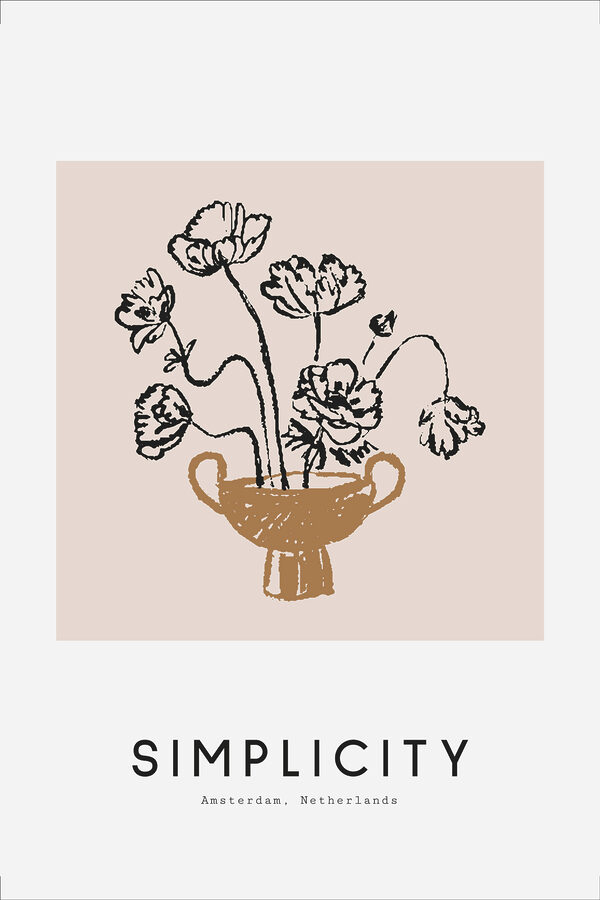 A drawing of flowers in a vase