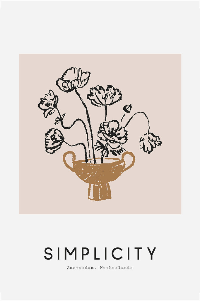 A drawing of flowers in a vase