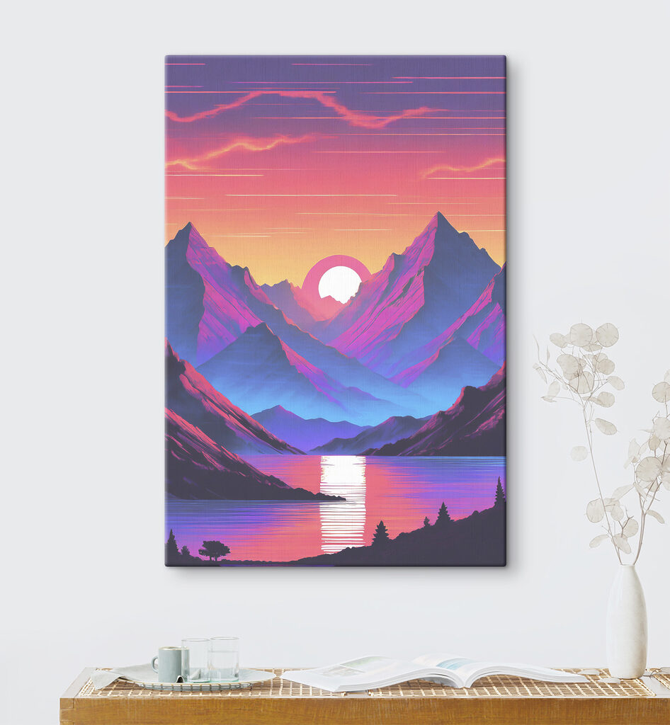 A mountain range with a sunset A mountain range with a sunset