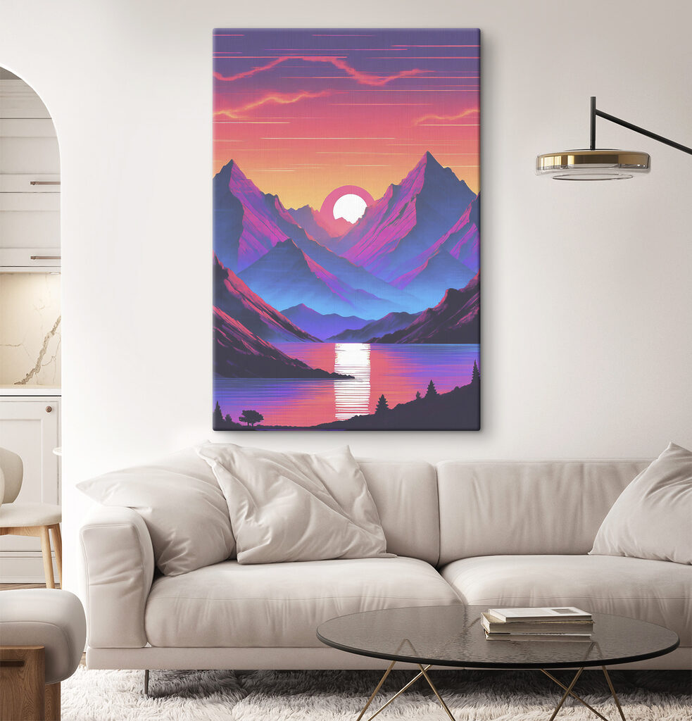 A mountain range with a sunset A mountain range with a sunset