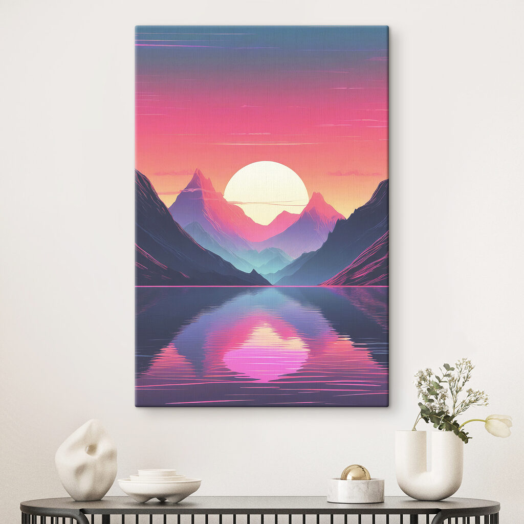 A sunset over a mountain range