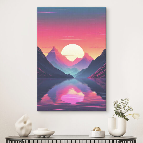 A sunset over a mountain range