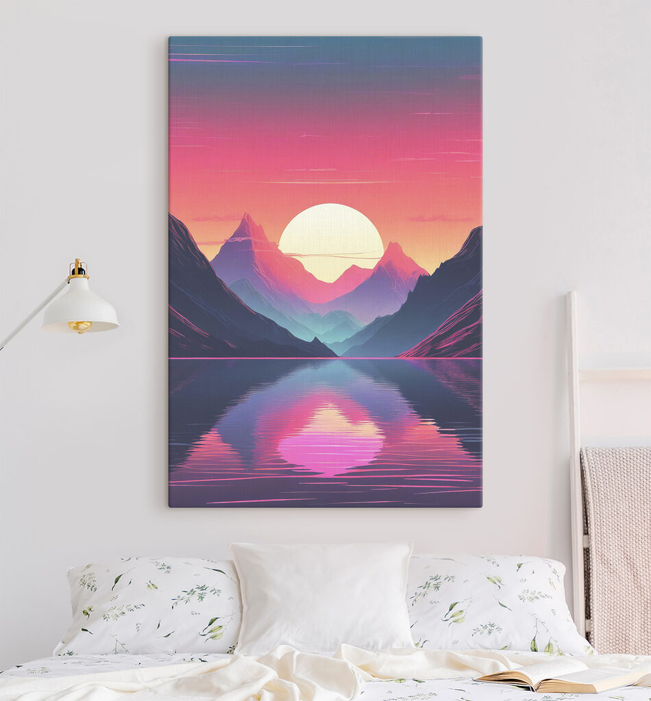 A sunset over a mountain range