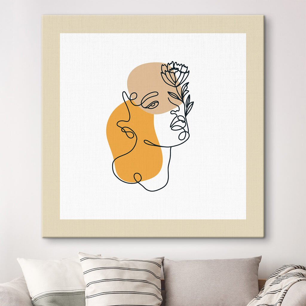 A drawing of a woman's face with a flower